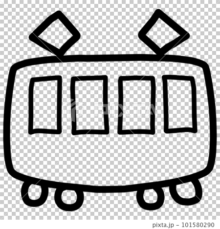 面向側面的火車的圖標樣式線條圖 101580290