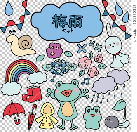 Color illustration set with the image of the rainy season 101580312