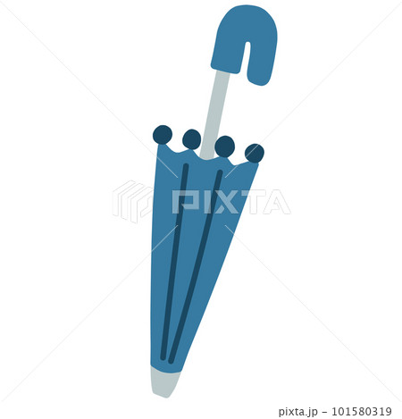 畳んだ青い傘の手書き風主線なしイラスト 101580319