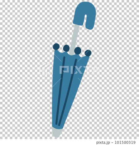 畳んだ青い傘の手書き風主線なしイラスト 101580319