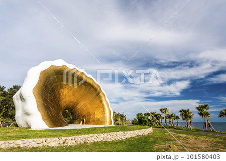 Building view of Sea Pearl installation art at the Cijin(Qijin) Coastal Park in Kaohsiung, Taiwan. Building view of Sea Pearl installation art at the Cijin(Qijin) Coastal Park in Kaohsiung, Taiwan. 101580403