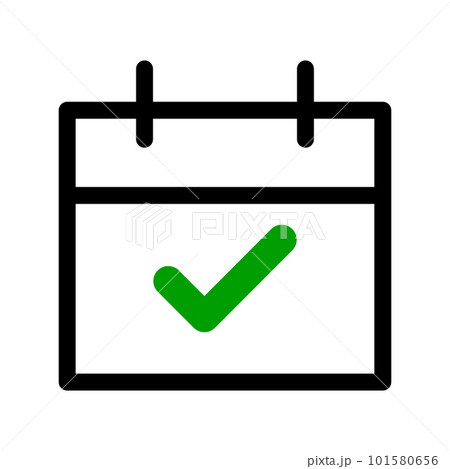 チェックマークとカレンダーアイコン。予定。ベクター。 101580656