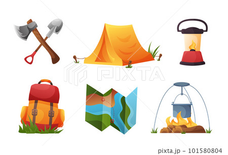 set of camping equipment vector illustration 101580804