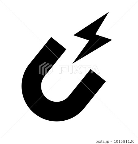 磁石と磁力の電気シルエットアイコン。ベクター。 磁石と磁力の電気シルエットアイコン。ベクター。 101581120