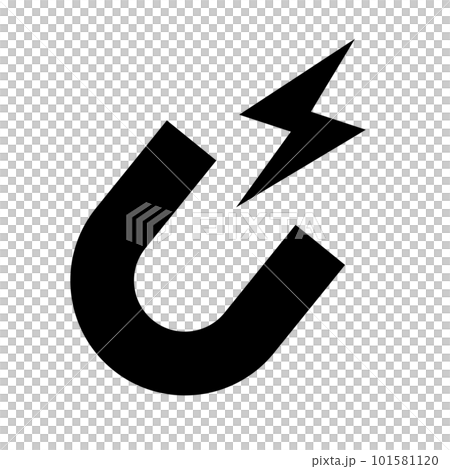 磁石と磁力の電気シルエットアイコン。ベクター。 磁石と磁力の電気シルエットアイコン。ベクター。 101581120