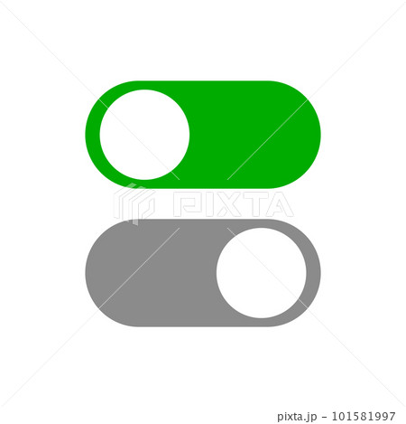 電源オンのスライダースイッチと電源オフのスライダースイッチアイコンセット。電源のUIアイコンセット。 電源オンのスライダースイッチと電源オフのスライダースイッチアイコンセット。電源のUIアイコンセット。 101581997