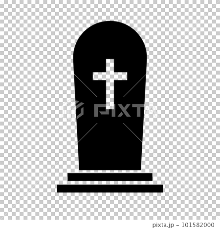 十字架基督教墳墓剪影圖標。向量。 101582000