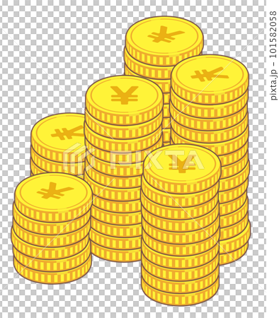 積み上げられた日本円イメージのコイン 101582058