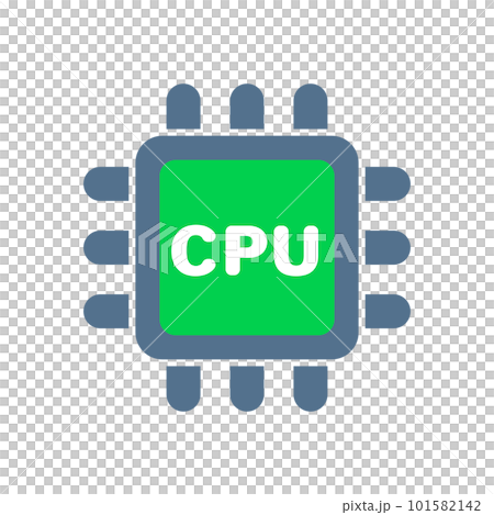 綠色 CPU 圖標。半導體。向量。 101582142