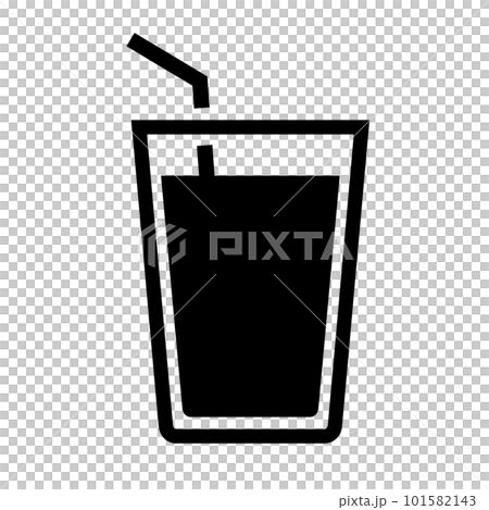 用吸管喝剪影圖標。向量。 101582143