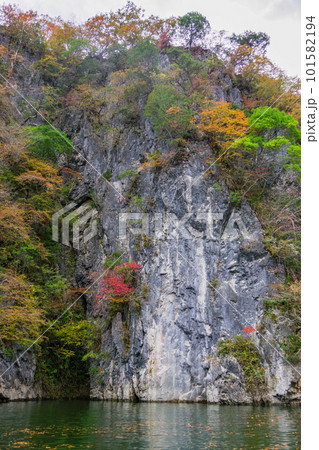 遊覧船から見た帝釈峡の神龍湖 遊覧船から見た帝釈峡の神龍湖 101582194