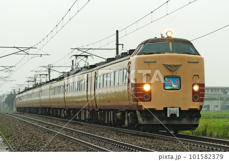 北陸本線　加賀笠間ー美川　JR西日本　485系　A08編成（京都）　雷鳥 101582379