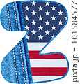 The Vector letter Z with the texture of blue jean fabric and US flag - The Monogram Z with denim fabric and American flag- jean alphabet Z 101584577