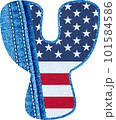 The letter Y with the texture of blue jean fabric and US flag - The Monogram Y with denim fabric and American flag- jean alphabet Y 101584586
