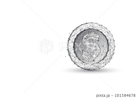 Abstract coin with dollar sign made of black and white lines and dots isolated on white background. 101584678