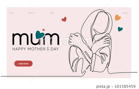 Happy Mother's Day handwritten lettering. Continuous line drawing text design. Vector illustration. Vector illustration 101585459