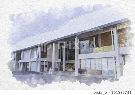 水彩画風 宮島口旅客ターミナル 広島県廿日市市 水彩画風 宮島口旅客ターミナル 広島県廿日市市 101585731