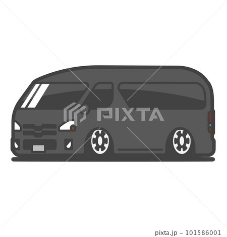 かっこいいバンの改造車・カスタムカー シャコタン 黒色・ダーク  101586001