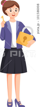 Digital data protection illustration with cyber security cartoon character. Cloud computing network safety concept 101586008