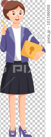 Digital data protection illustration with cyber security cartoon character. Cloud computing network safety concept 101586008