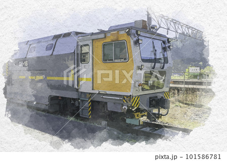 水彩画風　マルチプルタイタンパ　ドクターブルー　JR上石見駅　鳥取県日南町 101586781