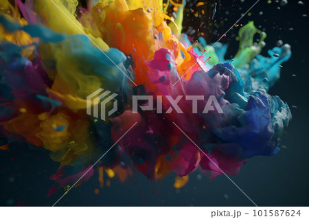 Textured liquid color oil paint and dry paint splashes, radial megablast explosion, AI generative image Textured liquid color oil paint and dry paint splashes, radial megablast explosion, AI generative image 101587624