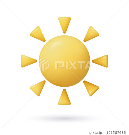 3d summer sun icon realistic plastic three dimensional vector illustration on white background 3d summer sun icon realistic plastic three dimensional vector illustration on white background 101587686