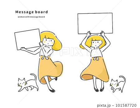 メッセージボードを持つ女性 101587720