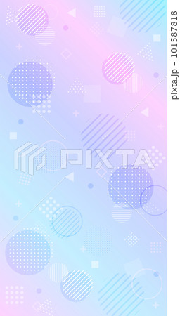 パープルブルーのグラデーションと色々な形の抽象背景　縦長 101587818