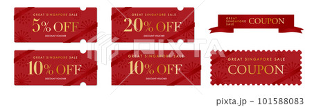 グレートシンガポールセールに使える赤のクーポンベクターアイコンセット 101588083