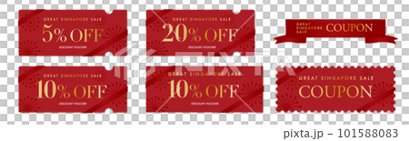 グレートシンガポールセールに使える赤のクーポンベクターアイコンセット 101588083
