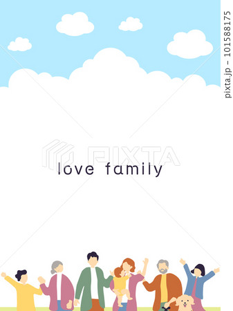 3世代家族　青空背景 101588175