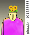 Man with a flower in his head.  illustration of plant and flower 101588633