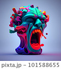 3D Illustration of a Colorful Sculpture on a White Background 101588655