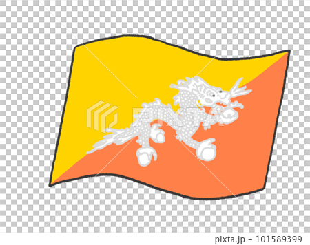 子供が手書きしたようなブータンの国旗のイラスト 101589399