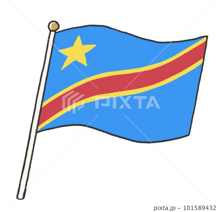 子供が手書きしたようなコンゴ民主共和国の国旗のイラスト 101589432
