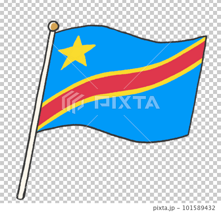 剛果民主共和國國旗的插圖,看起來像是孩子手寫的 剛果民主共和國國旗的插圖,看起來像是孩子手寫的 101589432