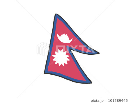子供が手書きしたようなネパールの国旗のイラスト 101589446