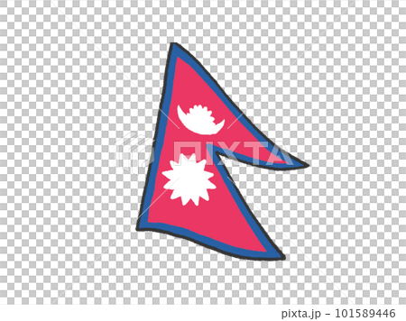 子供が手書きしたようなネパールの国旗のイラスト 101589446