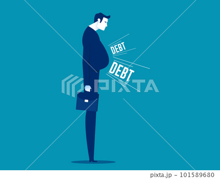 Businessman fat debt burden paunch. Business financial vector illustration 101589680