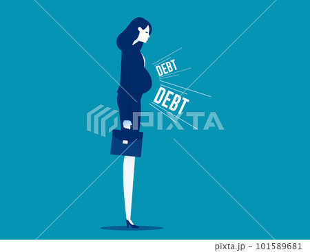 Businesswoman fat debt burden paunch. Business financial vector illustration 101589681