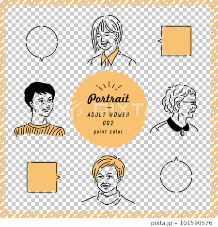 高級女性肖像插圖集（彩色） 101590576