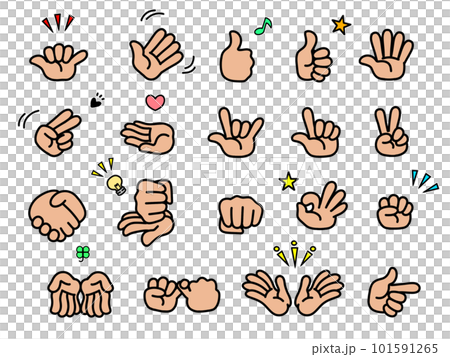 各種手勢簡單圖標集裸手類型 101591265