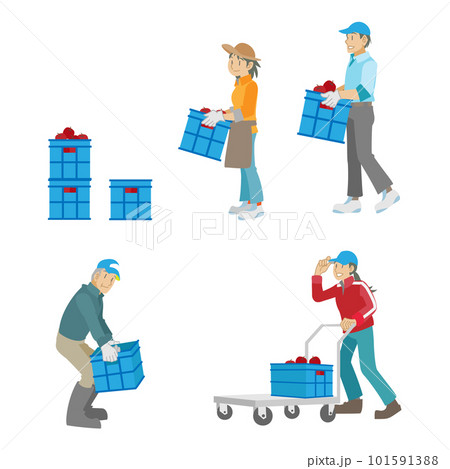 リンゴを収穫する農家の人の素材 リンゴを収穫する農家の人の素材 101591388