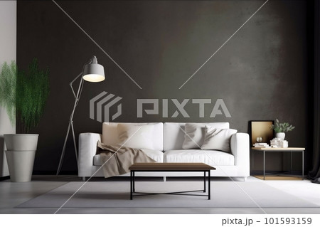 interior background comfortable house home indoor room carpet loft dark three-dimensional style space. Generative AI. 101593159