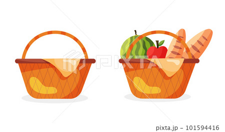 Picnic baskets straw isolated vector illustration Picnic baskets straw isolated vector illustration 101594416