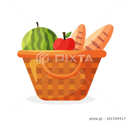 Picnic baskets straw isolated vector illustration 101594417
