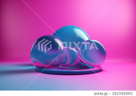 background illustration flowing flow line digital purple colours blue pattern wavy element. Generative AI. 101595005