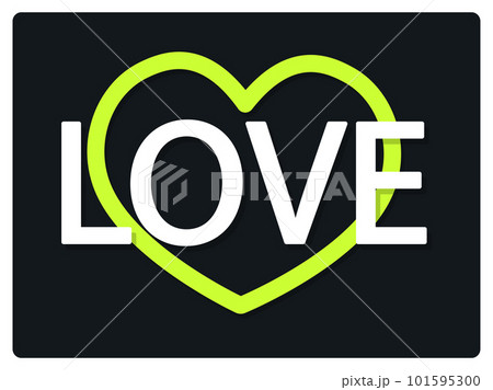 Postcard Love. Bright green heart. Neon heart. Vector illustration. 101595300