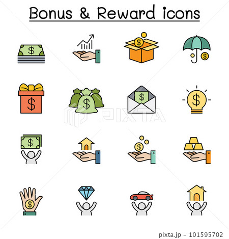 Bonus & Reward color line icon set 101595702